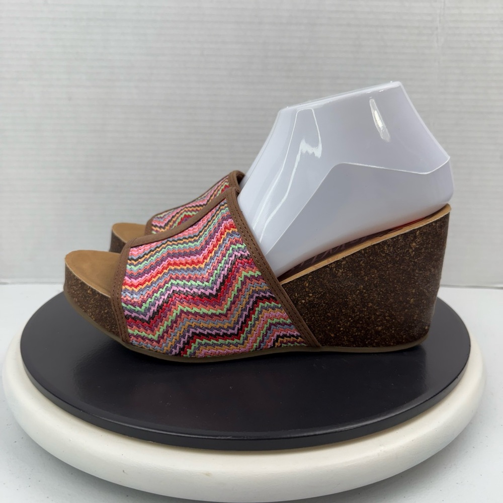 Blowfish Malibu HULA Multi Color Slip On Platform Sandals Wedge Heels Size 9.5